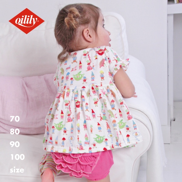 【日本製】 オイリリー ベビー服 半袖 ワンピース 女の子 80 センチ 小人柄 ob1509 日本限定品