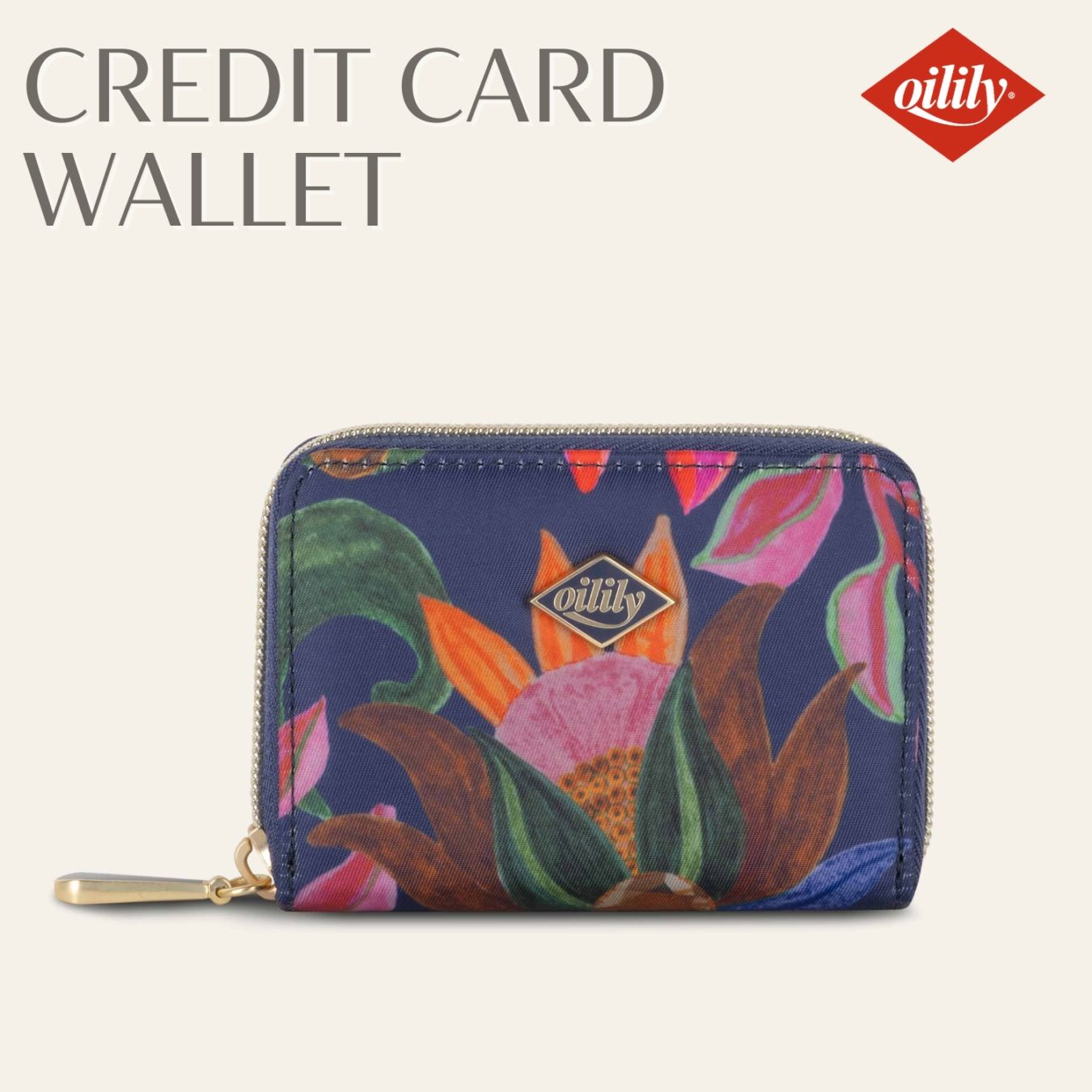 【oil1708】 財布 クレジットカードケース ネイビー 花柄