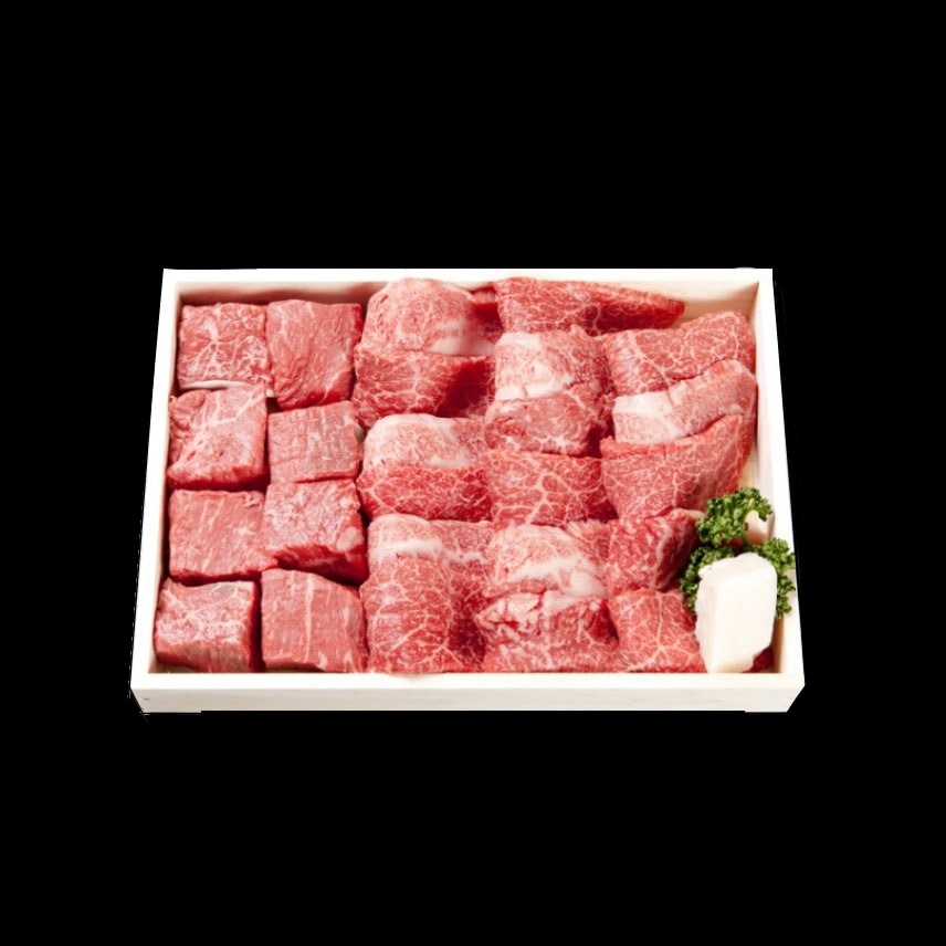 【木箱入】赤身サイコロ&焼肉2種合せ盛り(赤身・バラ)折詰<赤身サイコロ(300g)・焼肉(500g)>