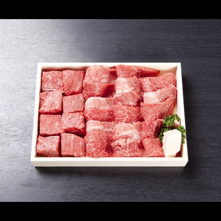 【木箱入】赤身サイコロ&焼肉2種合せ盛り(赤身・バラ)折詰<赤身サイコロ(300g)・焼肉(500g)>