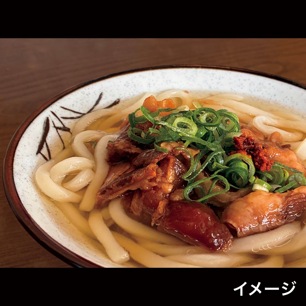 老舗牛肉店の神戸牛ぼっかけうどん(3食セット)生八味付き