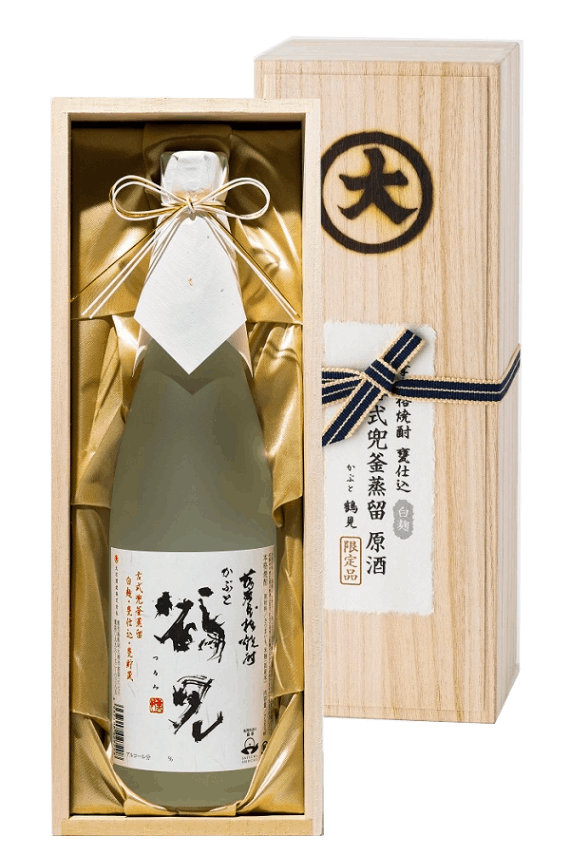 芋焼酎】かぶと鶴見白麹原酒［約43度］720ml ギフト用木箱入り