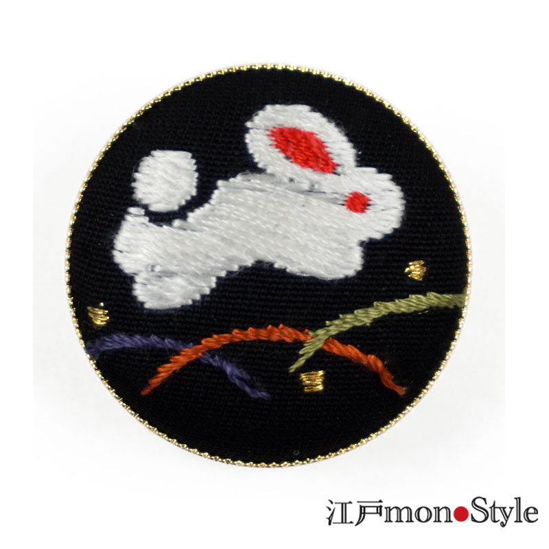 江戸刺繍】3wayブローチ（うさぎ） 江戸monoStyle