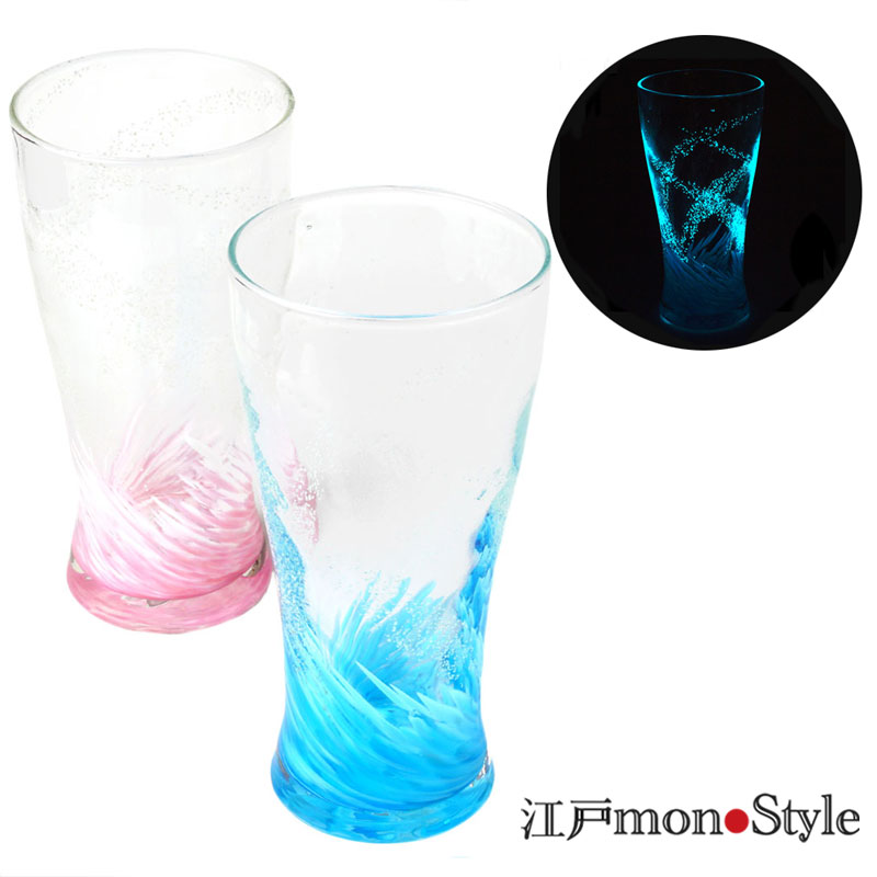 琉球ガラス】【ペア】トールグラス(海蛍/ピンク＆ブルー)【名入れ