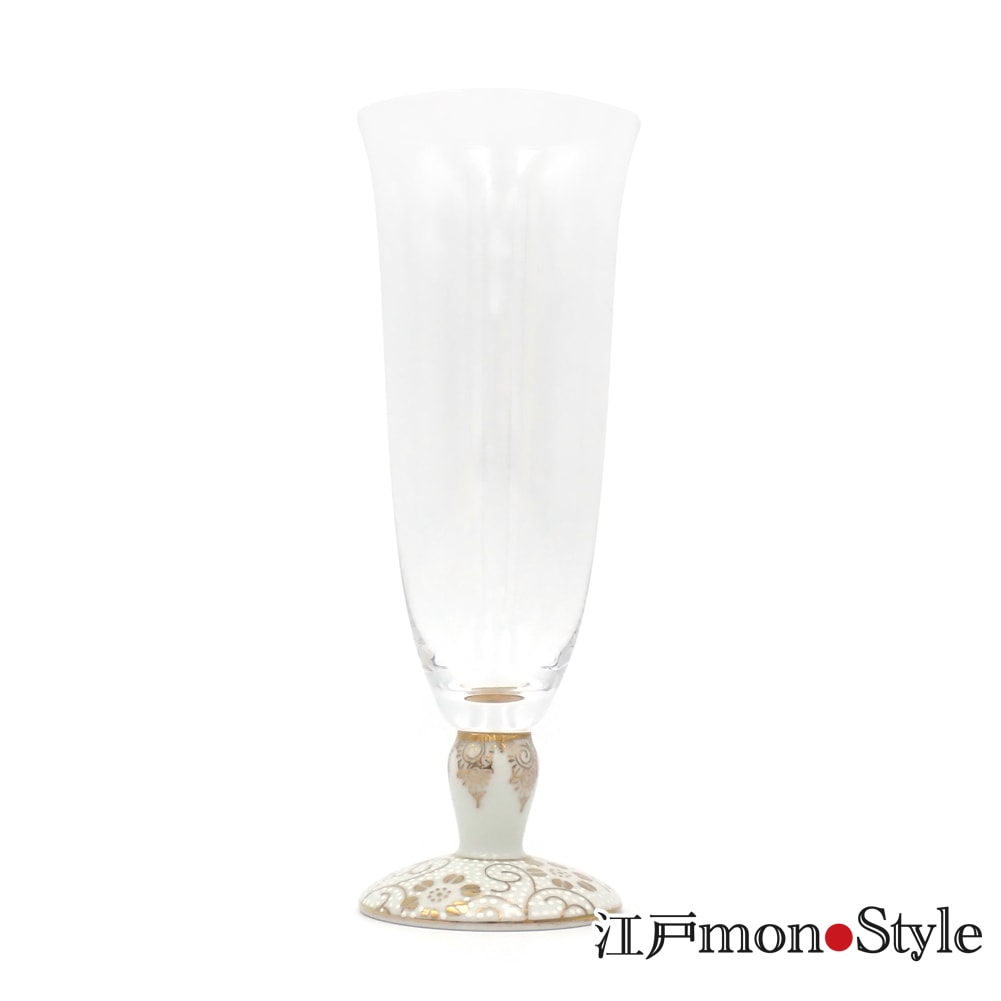 九谷焼×江戸硝子】九谷和グラス(白粒鉄仙)【名入れ・メッセージ入れ可