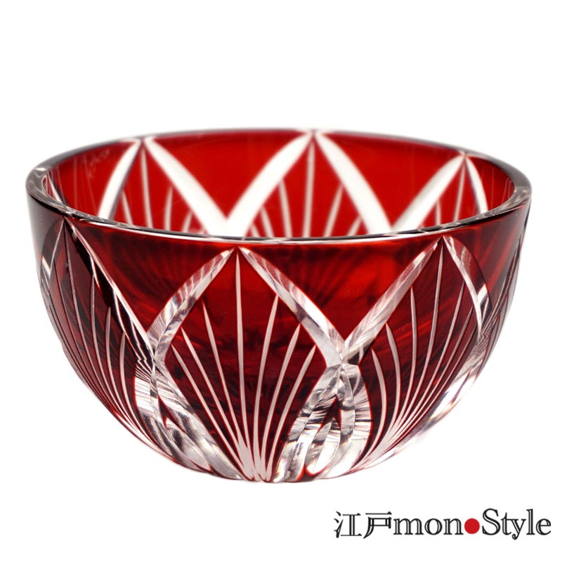 江戸切子ぐい呑み(手毬/赤)【メッセージ入れ可】 江戸monoStyle