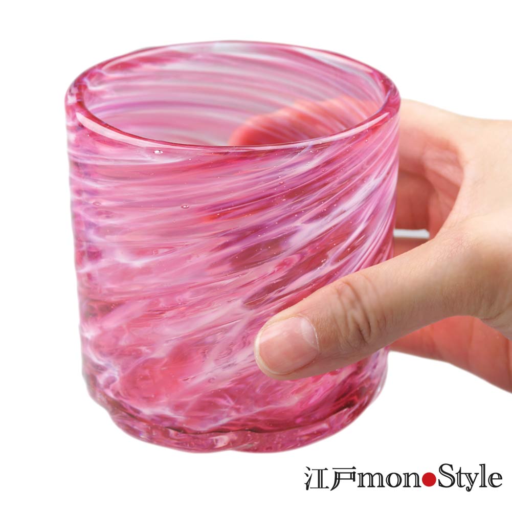 琉球ガラス】ロックグラス(美ら海/ワインレッド)【メッセージ入れ可