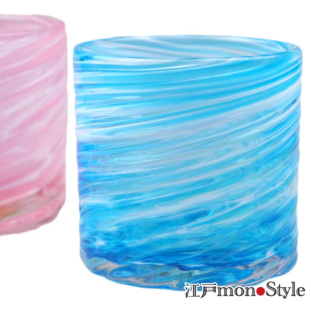 琉球ガラス】ロックグラス(美ら海/水色)【メッセージ入れ可】 江戸