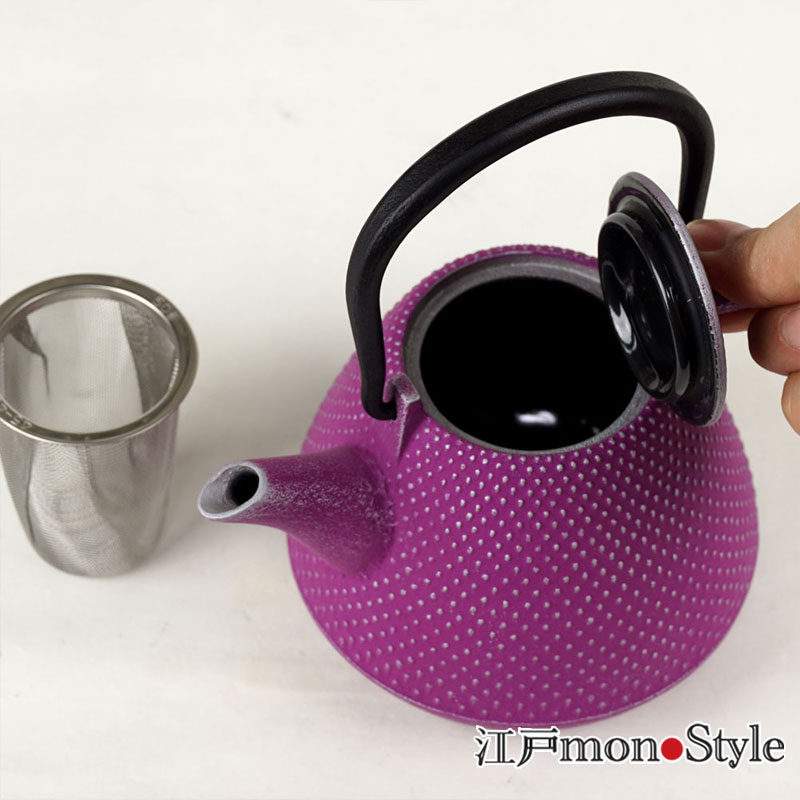 南部鉄器】急須・ドーム霰・0.4L（パープル×シルバー） 江戸