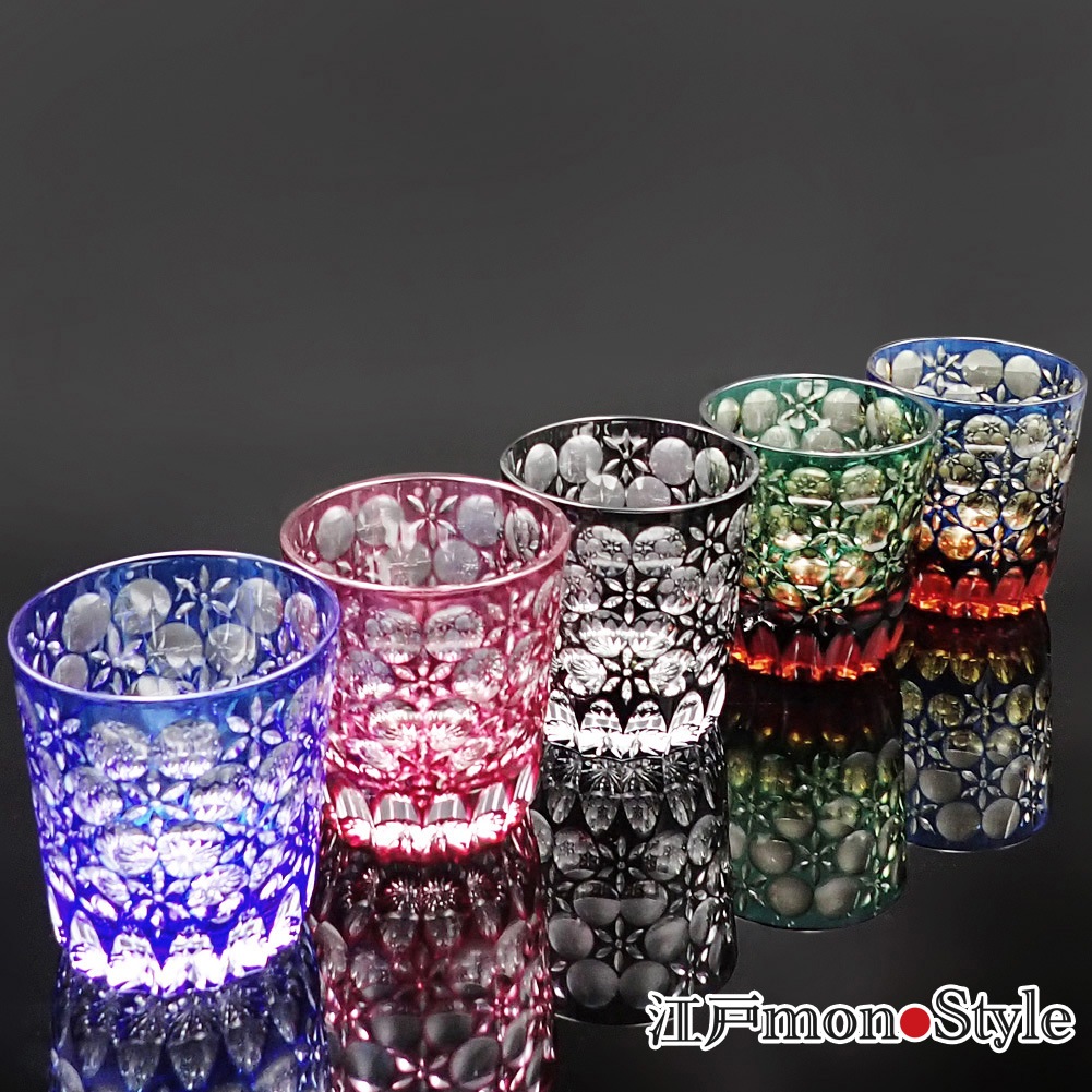 送料無料】江戸切子グラス(万華鏡/瑠璃)【名入れ・メッセージ