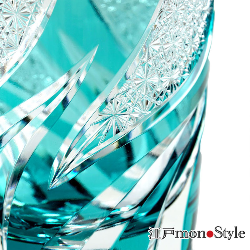 送料無料】江戸切子グラス(焔（ほむら）/エメラルドグリーン)【名入れ