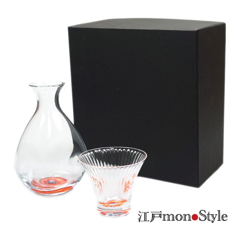 高岡漆器】螺鈿グラス酒器セット(桜・赤) 江戸monoStyle