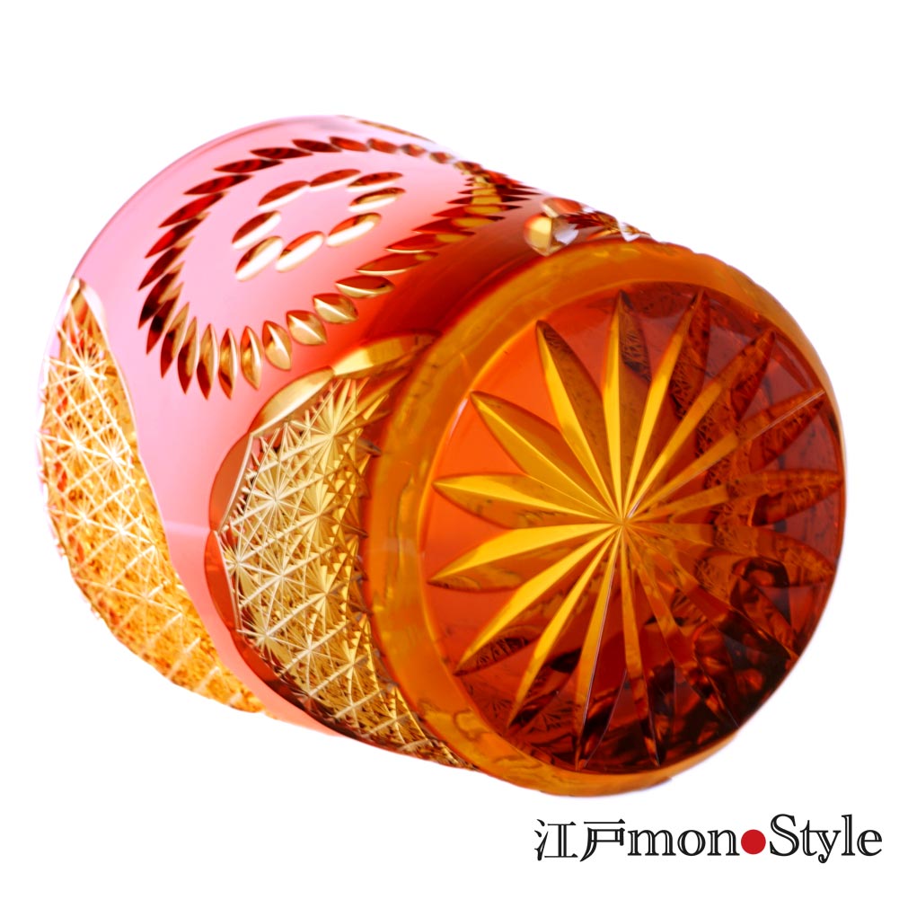 金赤被せ摘足氷コップ　鉢 金赤被せ摘足氷コップ 鉢