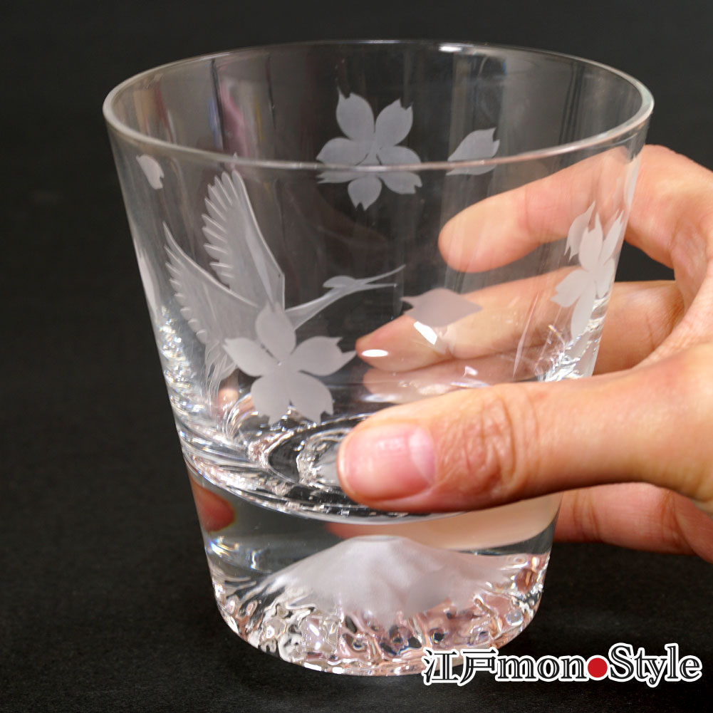 専用ペア箱入り】【江戸切子×江戸硝子】富士山ロックグラス（雄飛