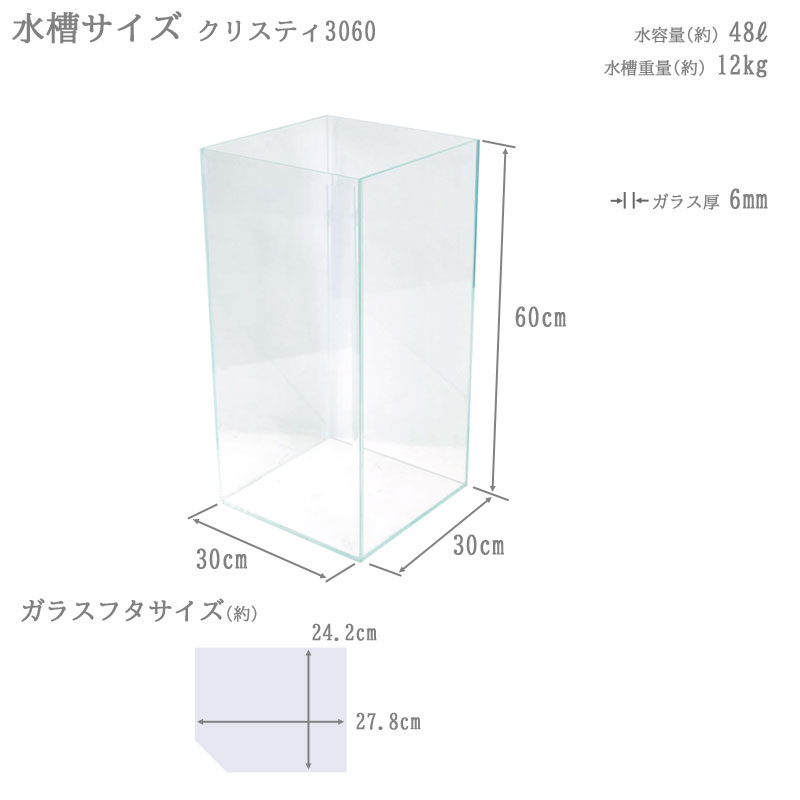 水槽 30cm 背高 ガラス水槽【30×30×60cm 48L】クリスティ3060 30cm水槽