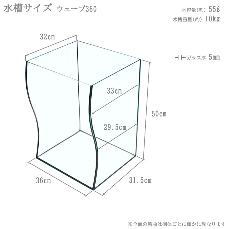 水槽 36cm ガラス水槽【36×29.5/33×50cm 55L】ウェーブ 360 36cm水槽