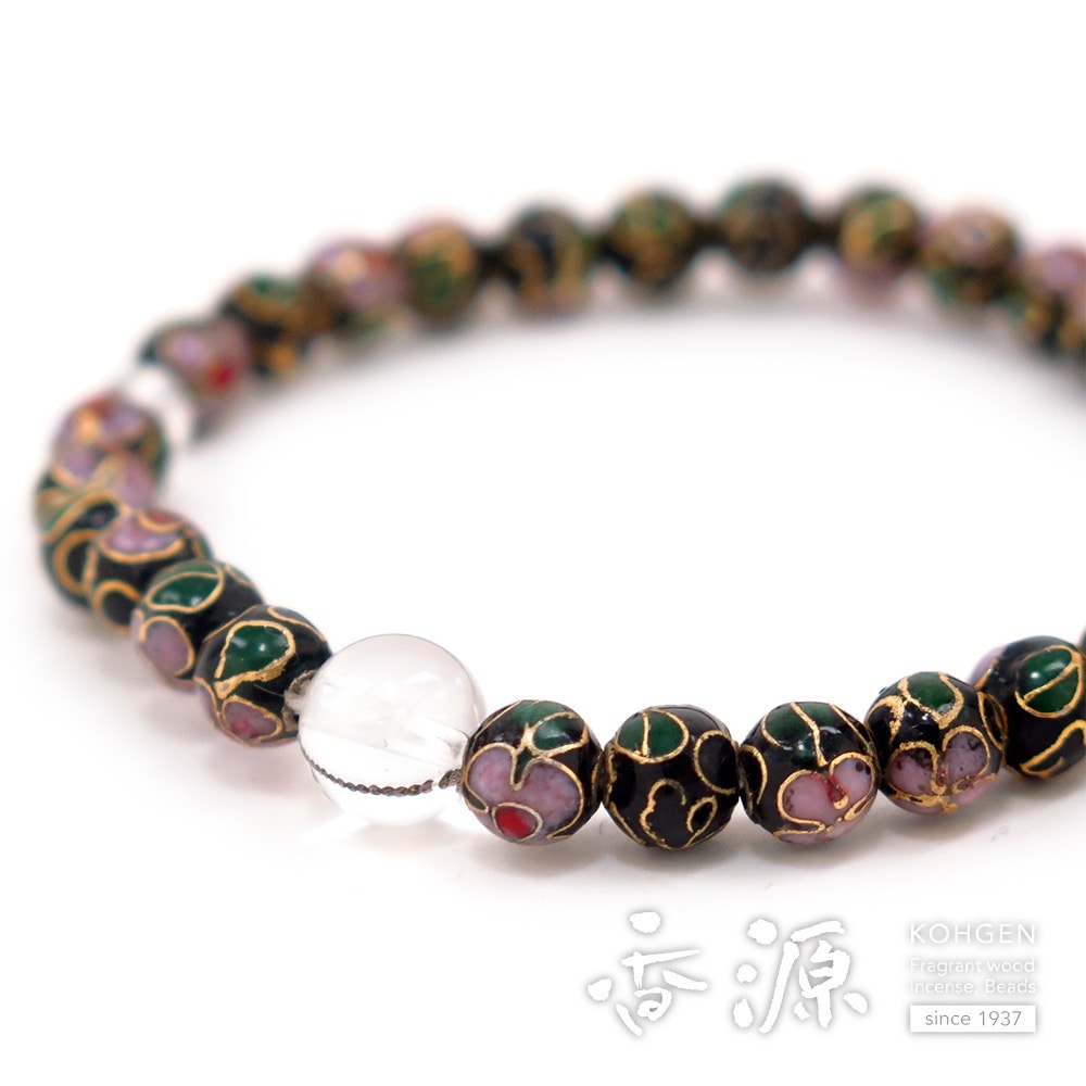 腕輪念珠ブレスレット七宝焼黒