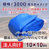 【法人向けエコノミータイプ】ブルーシート 規格#3000 サイズ10m×10m 1枚