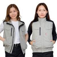 洗濯時の洗い替えに!綿100%空調ベスト洗い替え2着セット ライトグレー×ブラック