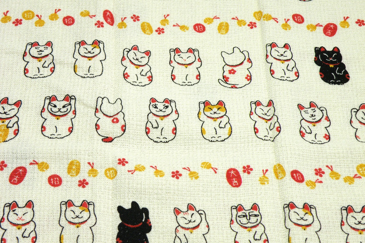 フェイスタオル 招福猫 | おかげ横丁の縁起物,招き猫 | おかげ横丁公式