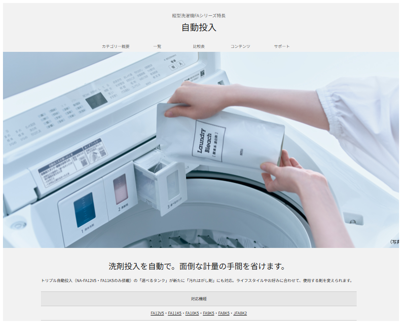 Panasonic パナソニック NA-FA8K5-W 洗濯機 8kg 洗剤自動投入 スゴ落ち泡洗浄・パワフル立体水流