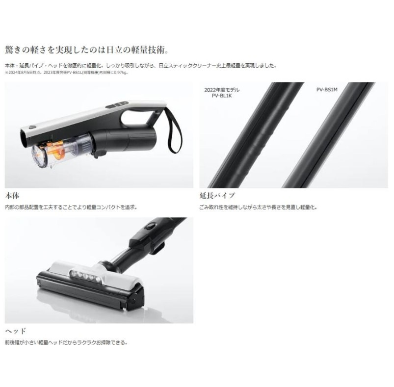 ★5年保証付き★ 日立 掃除機 スティッククリーナー コードレス式 すごかるスティック PV-BS1M (H) PVBS1MH 送料無料