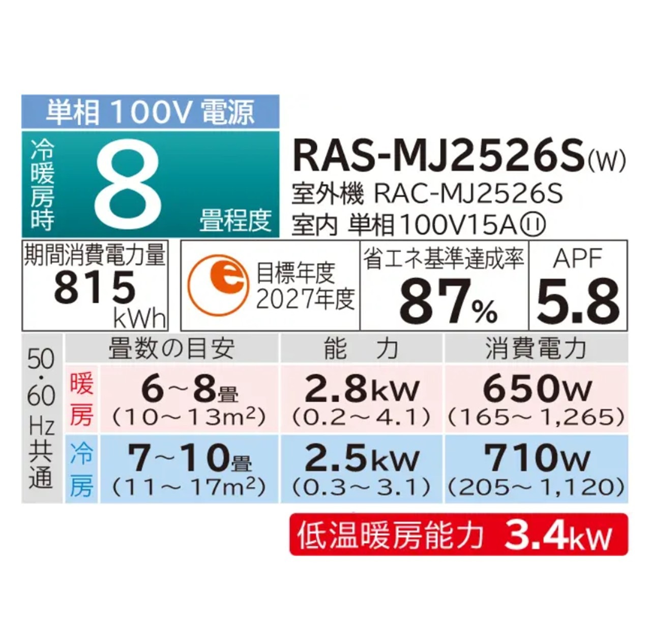 【発送のみ】日立 エアコン 白くまくん RAS-MJ2526S-W RASMJ2526SW MJシリーズ 単相100V 8畳 2026年 ホワイト  ルームエアコン 冷房暖房除湿 凍結洗浄Light