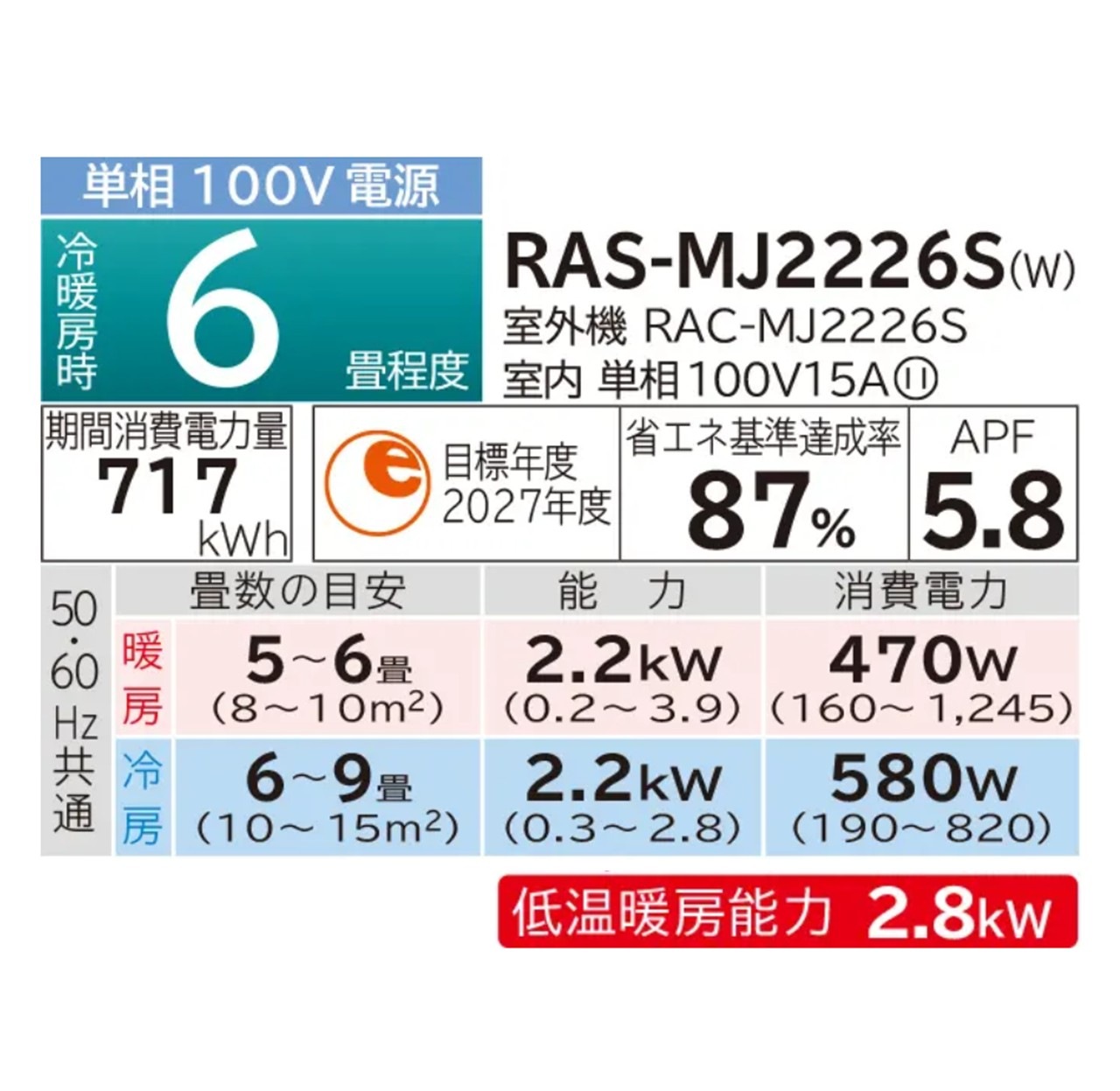 【発送のみ】日立 エアコン 白くまくん RAS-MJ2226S-W RASMJ2226SW MJシリーズ 単相100V 6畳 2026年 ホワイト  ルームエアコン 冷房暖房除湿 凍結洗浄Light