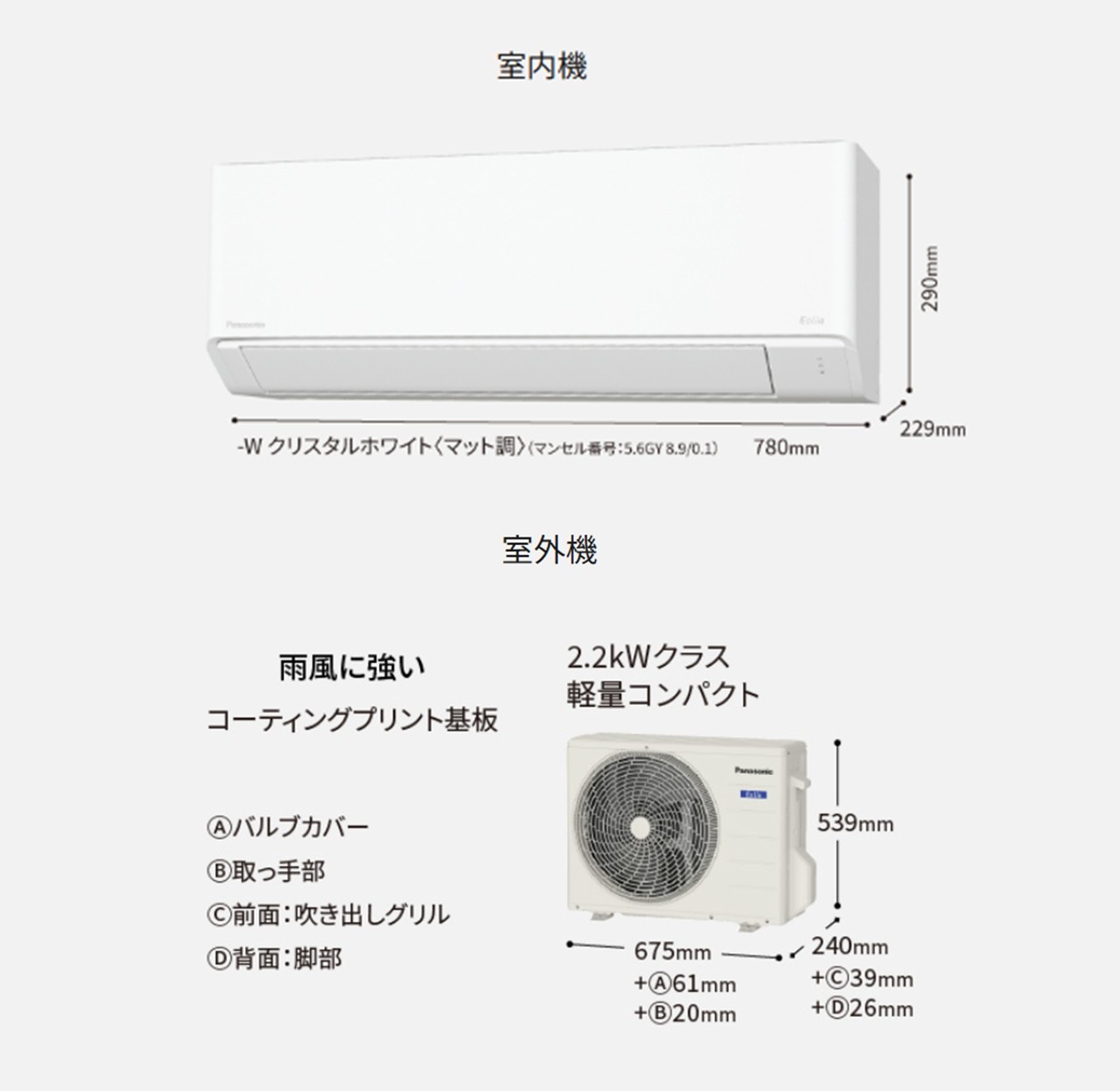 【発送のみ】 Panasonic エオリア CS-226DFL-W CS226DFLW エアコン 6畳 メーカー保証1年 離島不可 新品未開封