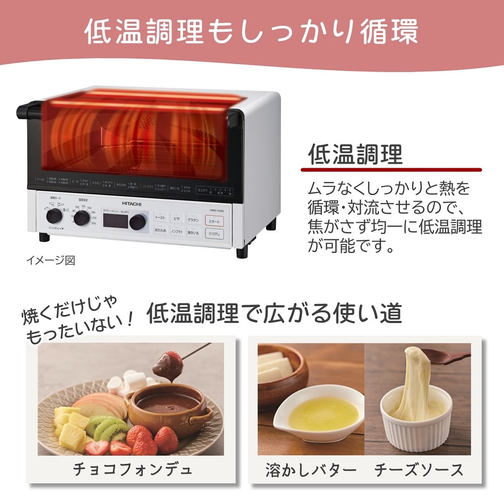 日立 HITACHI コンベクションオーブントースター HMO-F200-W HMOF200W hmof200w ホワイト 新品 送料無料 メーカー保証1年付