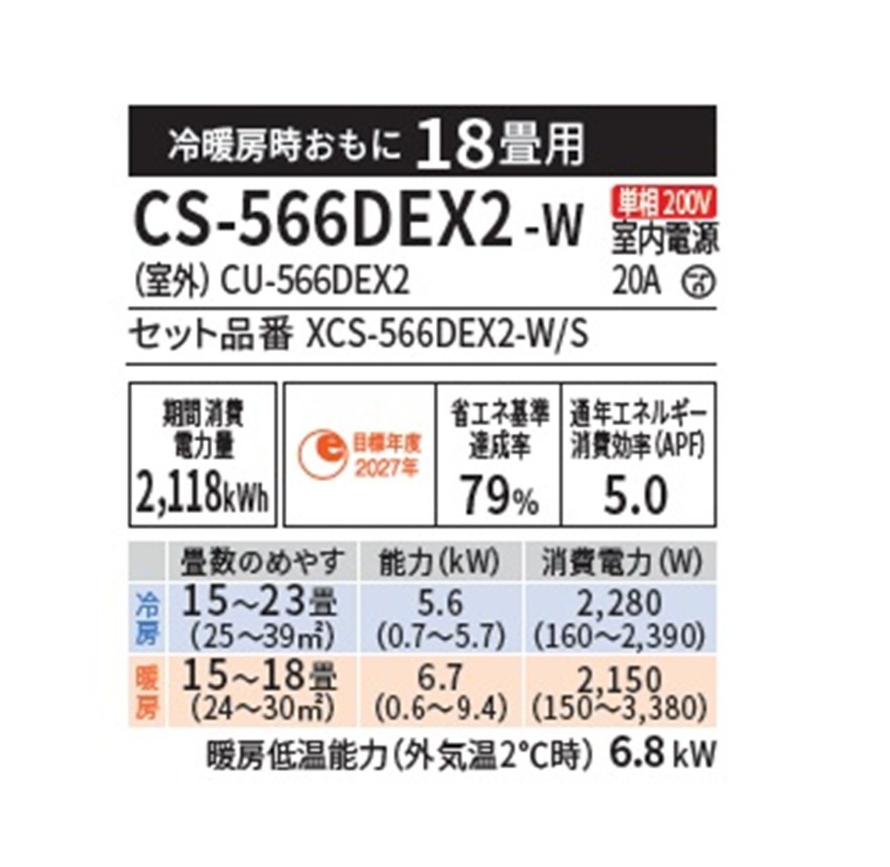 【発送のみ】 Panasonic エオリア  EXシリーズ CS-566DEX2-W CS566DEX2W エアコン 18畳 2026年モデル 離島不可