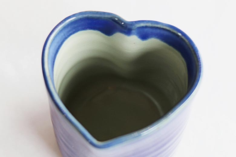 薩摩焼】湯呑みハート（青）