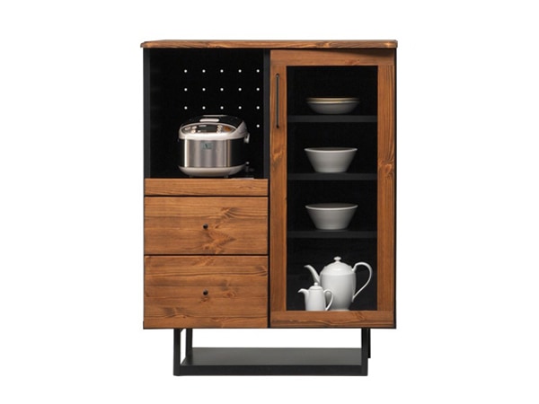 大川家具 木製キッチンカウンター 食器棚 大川家具 国産 キッチンカウンター 幅80 完成品 食器棚【超大型/時間