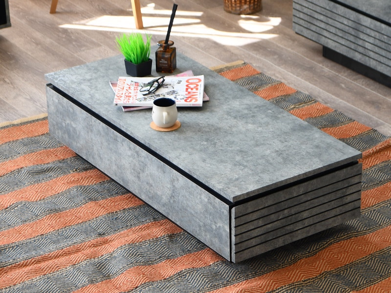 ベージュ 大理石風 センターテーブル 引き出し付き 家具 ベージュ 大理石風 センターテーブル 引き出し付き