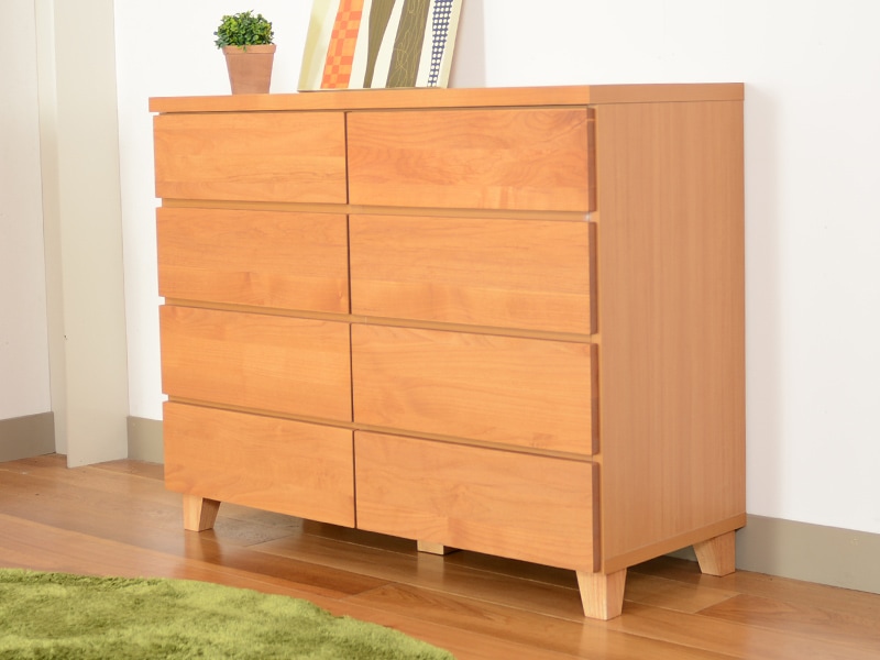 チェスト ローチェスト ワイドチェスト 木製 105cm 4段 全段レール付き