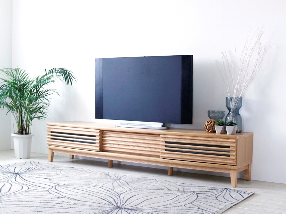 【送料無料】　完成品 省スペース 幅180㎝ テレビ台 引き戸 扉 デッキ収納 丈夫な引出付き（729）