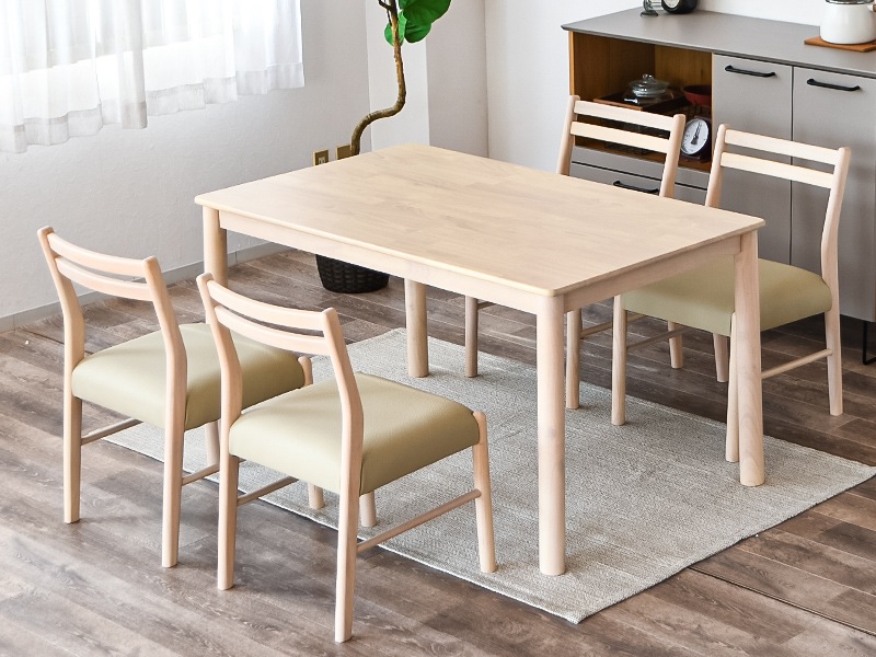 ダイニングテーブル椅子セット　幅130 大川家具 ダイニングテーブル5点セット ダイニングセット 130cm 回転椅子 回転