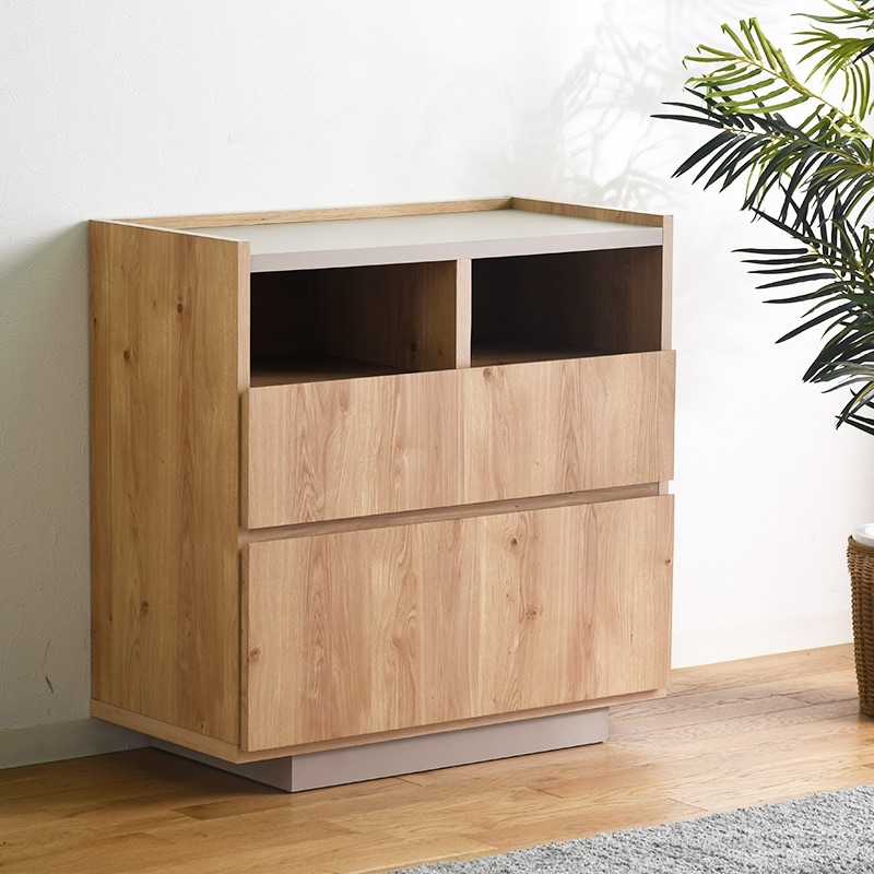 チェスト 完成品 木製 幅80cm おしゃれ 国産 北欧 引出 ナチュラル 2段