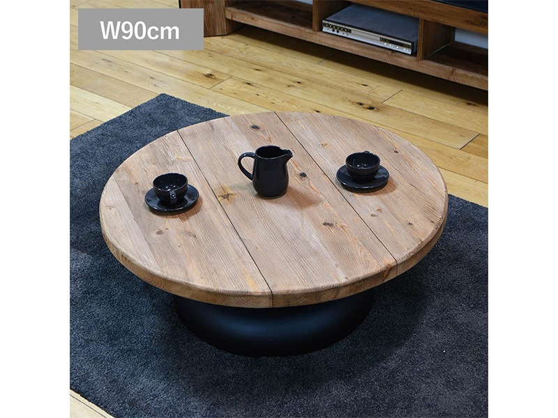 ローテーブル　リビングテーブル　丸テーブル　木製　幅90cm ヴィンテージ ローテーブル リビングテーブル 丸テーブル 木製 幅90cm ヴィンテージ