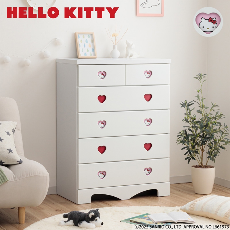 ハローキティ タンス サンリオ キティ ミニチェスト キッズ キティちゃん キャラクターチェスト ハローキティ | 完成品 日本製 木製 チェスト 5