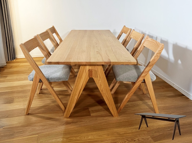 送料無料】200ダイニングテーブル ナチュラルモダン レッドオーク無垢