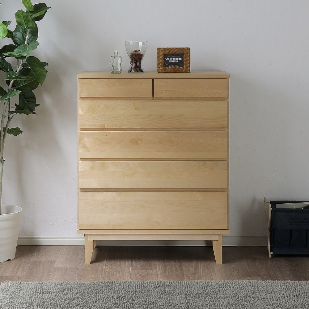 lahm ラーム 90-5ハイチェスト｜完成品 国産家具 バーチ無垢材 開梱設置 幅90 5段 タンス 収納 引き出し 箱組 北欧 ナチュラル シンプル 岡製作所