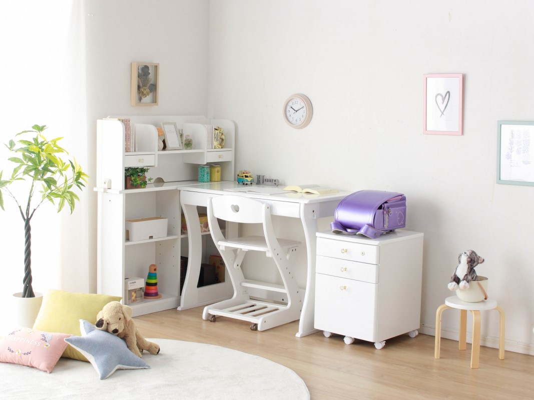 学習デスク 4点セット ウリエル （セット内容：デスク／ワゴン／書棚