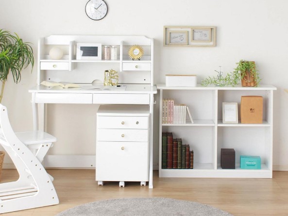 学習デスク 4点セット ウリエル （セット内容：デスク／ワゴン／書棚