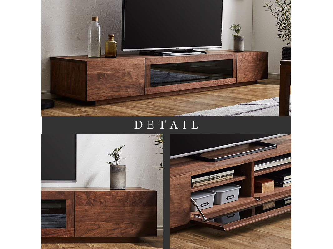 【大川家具 日本製 ウォールナット 無垢材 テレビボード テレビ台】 大川家具】無垢材 テレビボード 凛 ローボード 幅2000【設置付き
