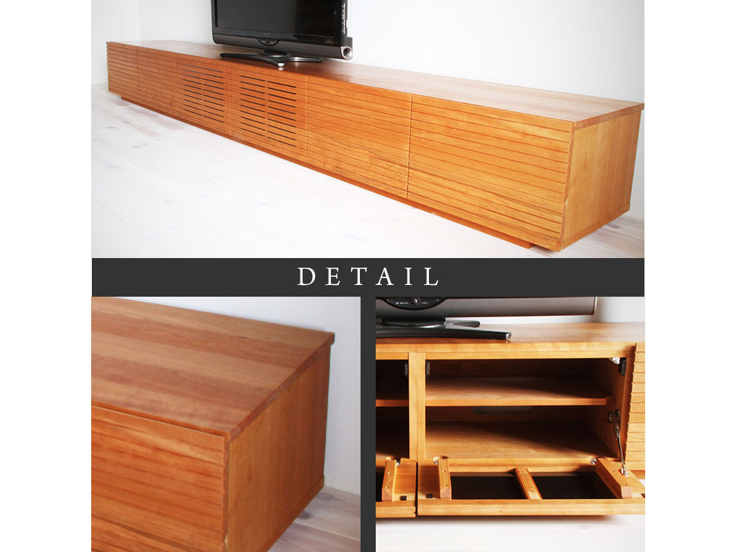 大川家具】無垢材 テレビボード 風雅 ローボード 幅3000 ブラック