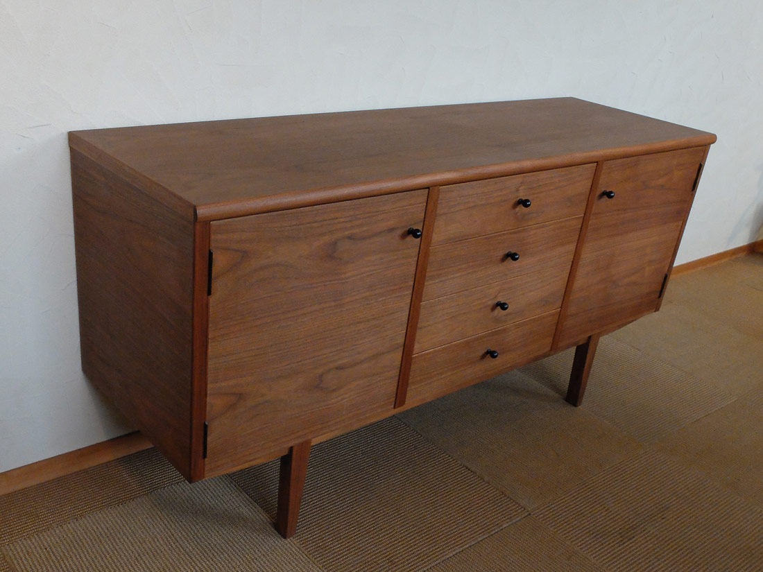 現品特価】サイドボード150 ウォールナット材 国産家具【開梱・設置