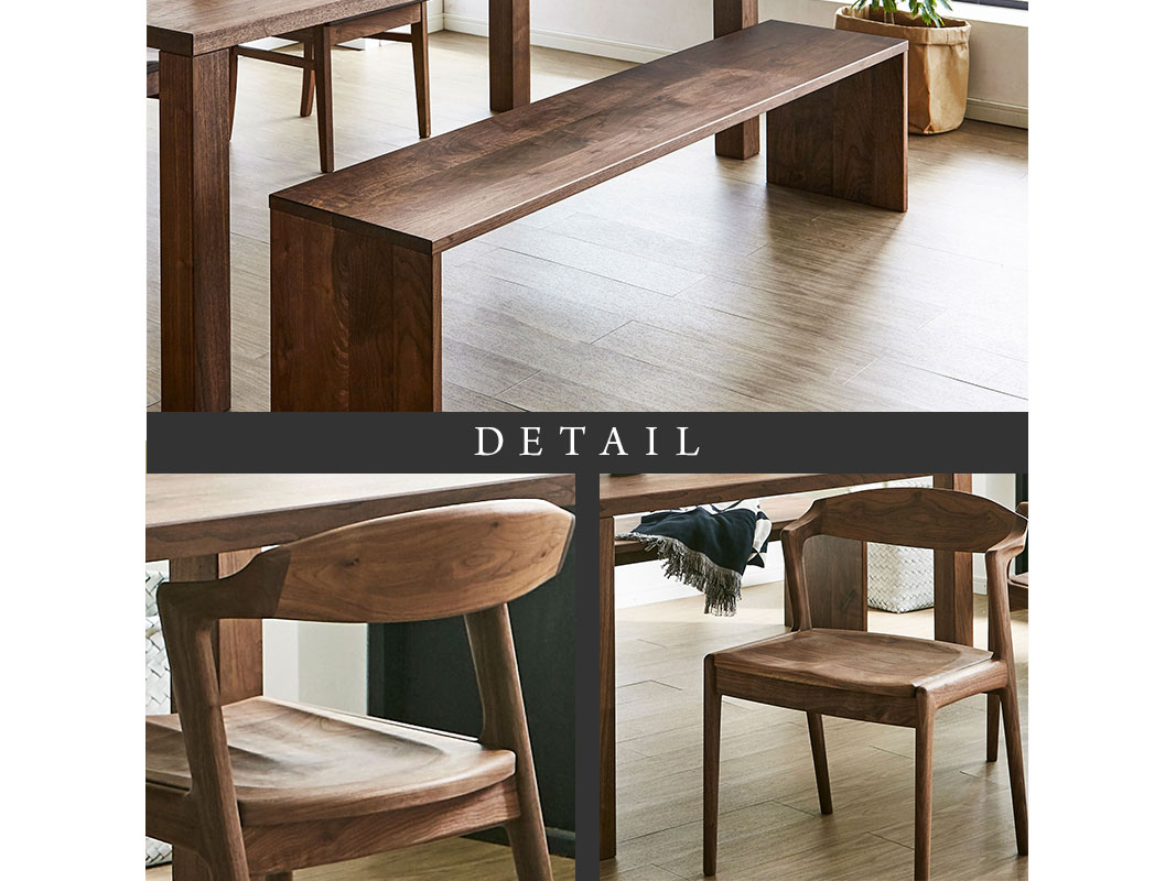 大川家具】無垢材 ダイニングテーブルセット 凛 幅1650【設置/組立て