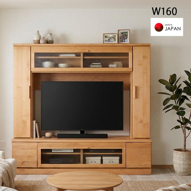 テレビ台 幅160 おしゃれ ガラス 壁面収納 ハイタイプ リビング収納