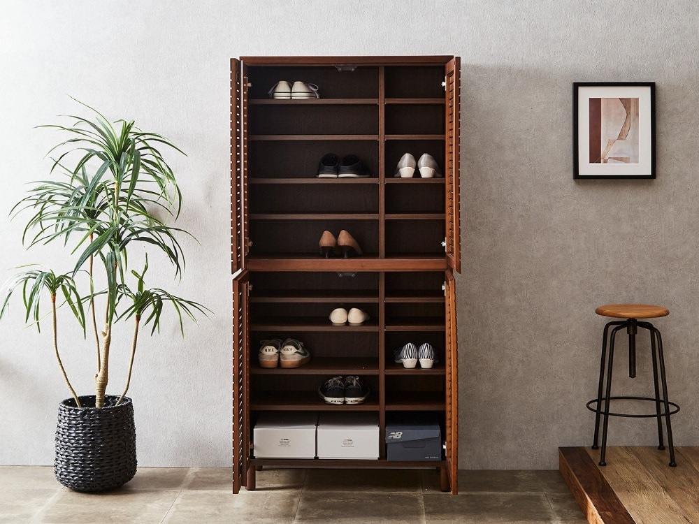 ★M様★ 下駄箱・収納家具　木製　☆送料込み☆ 送料無料／ 幅80cm ハイタイプ シューズボックス 下駄箱 選べる2色